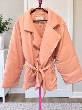 Hutch Pink Puffer Wrap Jacket Size XL NWOT Belted Coat